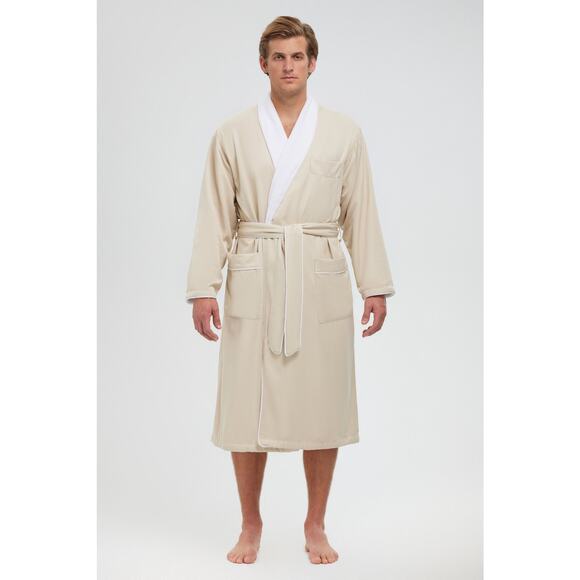 Monarch Cypress Mens XL Plush Lined Microfiber Shawl Spa Robe Belted - Picture 1 of 11